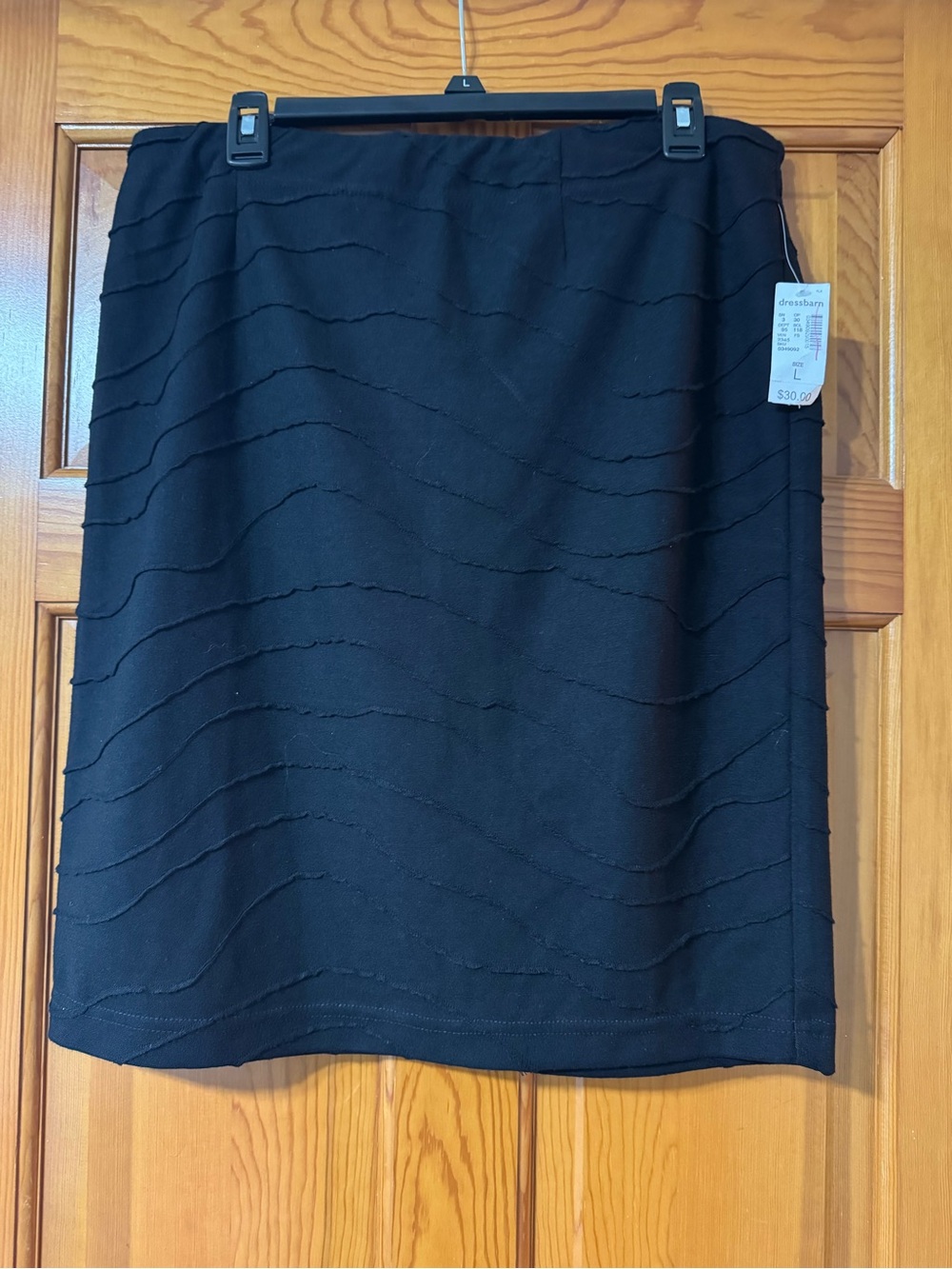 Dress Barn Black Textured Wave Pencil Skirt